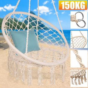 150KGNordic Cotton Rope Hammock Hanging Chair Handmade Knitted Indoor Outdoor Kids Swing Bed Macrame Swing Chairs