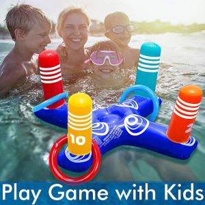 Inflatable Crossing Ring Educational Swimming Pool Throwing Toy Water Game Prop Portable Inflatable Ring Throwing Rings Toys Set
