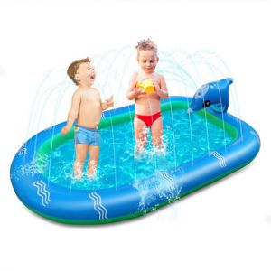 67/43inch Family Backyard Game Inflatable Paddling Pool Dolphin Sprinkler Water Toy Summer Garden Backyard Water Toy