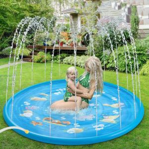 Kids Inflatable Water Spray Pad Round Water Splash Play Pool Sprinkler Mat Summer Backyard Lawn Outdoor Fun PVC Swimming Pools