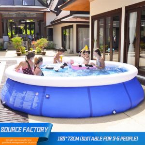 Inflatable Swimming Pool for Kids Clip Net Thick Blue Home Pool Bathtub Outdoor Backyard Family Water Party Size 180cm /6ft