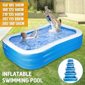 305CM 3Layers Children Inflatable Pool Bathing Tub Baby Kid Home Outdoor Large Swimming Pool Inflatable Square Swimming Pool