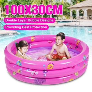 Round Baby Kids Swimming Ocean Ball Pool Inflatable Paddling Swimming Pool Toddler Water Fun Toys Bathtub 100X30CM