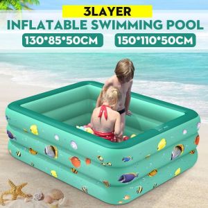 1.2m/1.3m/1.5m/1.8m/2.1m/2.6m/3m Inflatable Swimming Pool Square Kids Adults Bathing Tub Paddling Large Size Home Outdoor Indoor