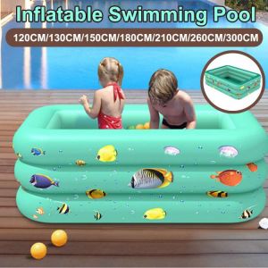 120cm-180cm Rectangular Inflatable Swimming Pool Paddling Pool Bathing Tub Outdoor Summer Swimming Pool for Kids Child Baby