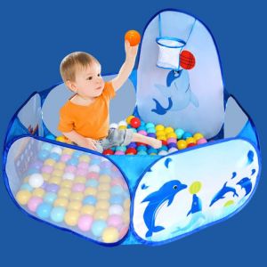 Cartoon Dolphin Pattern OUTAD Baby Ball Pit Foldable Washable Toy Pool Children Hexagon Beach Game Play Tent House Fidget Toys