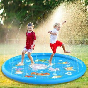 100cm Inflatable Sprinkler Mat Summer Kids Swimming Pool Round Spray Water Cushion Toys Pad Outdoor Children Play Fun PVC