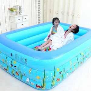 Inflatable Swimming Pools Kiddie Bathtubs Family Swimming Pool Swim Center for Kids Adults Babies Outside Garden 130x90x55 cm