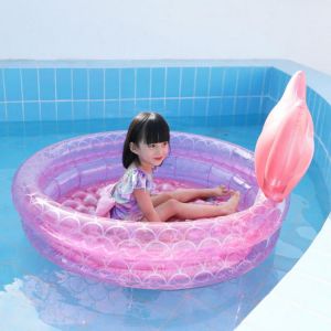 Pink Mermaid Round Inflatable Swimming Pool 90/120/150CM PVC Paddling Pool Outdoor Summer Inflatable Pool Bathtub For Kids