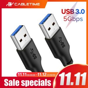CABLETIME USB to USB A Male Cable 5Gbps USB A Male USB 3.0 Extender for Radiator HardDisk USB 2.0Cable C266