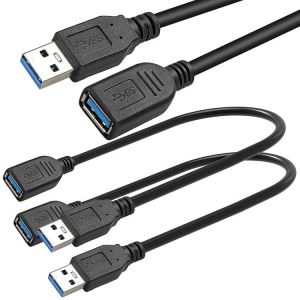 2 Pack Short Length 1 Feet USB 3.0 Extension Cable, USB 3.0 A Male to Female Extender Cable