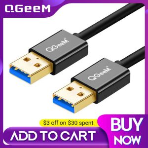 QGeeM USB 3.0 cable Super Speed USB 3.0 2.0 Male to Male USB Extension Cable for Radiator Hard Disk USB 3.0 Data Cable Extender
