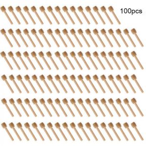 High Quality Honey Stir Bar Mixing Handle Jar Spoon Practical 100Pc Wood Dipper Honey Long Stick Supplies Honey Kitchen Tools