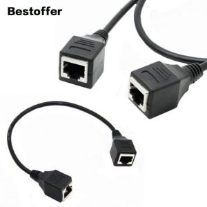 0.3 Meters RJ45 Female to Female Screw Panel Mount Ethernet LAN Network Extension Cable