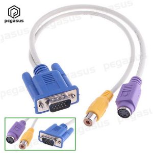 VGA to S-Video / VGA to RCA High Quality Premium TV AV Out Converter Cable Adapter