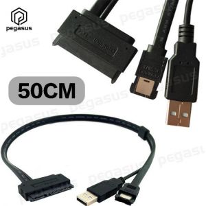SA-075 SATA 22 Pin Female to ESATA 7-Pin+USB A Male 2 in 1 Hard Drive Data Cable 0.5 Meters