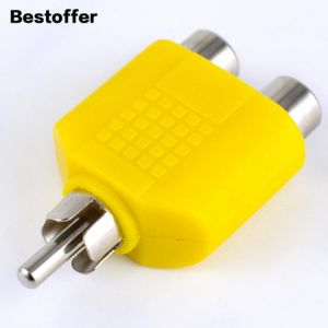 One to Two RCA Lotus Male to Female Audio Video Adapter AV Connector Plug Nickel Plated