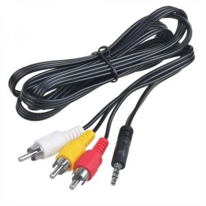 3.5mm Plug to 3 RCA Camcorder Audio Video A/V Cable 5Feet for Sony JVC Panasonic Canon Samsung Camcorders