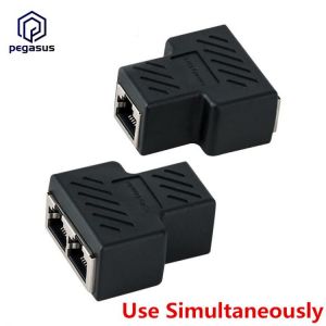 RJ45 CAT5 CAT6 Female to Dual 2 Female Splitter Coupler LAN Ethernet Network 1 to 2 Use Simultaneously Adapter