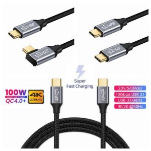 100W 5A PD USB-C USB 3.1 Gen2 10Gbps Thunderbolt 3 Cable For MacBook Air IPad Pro 2020 Nintendo SAMSUNG Note 20 QC4.0 PPS VR