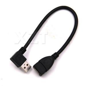 High Quality 10pcs/Lot 26cm USB 2.0 A Male to Female 90 degree Angled usb extension cord cable USB2.0 male to female right cable