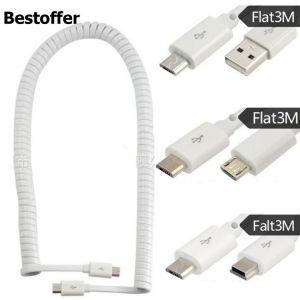 3 Meter USB 2.0 Spring Coiled Cable Micro 5pin Male to Micro 5pin / Mini USB / USB A Male Charging Data Cable