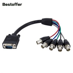 30CM HD15 VGA Male to 5 BNC Female DVR SDI Monitor Cable Capture Card Line For Digital TV DVD