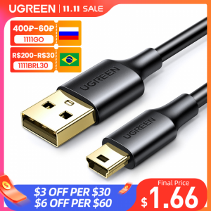 Ugreen Mini USB Cable Mini USB to USB For Card Reader Mobile hard drive MP3 MP4 Player Fast Data Mini USB Cable Digital Camera