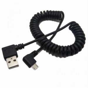 micro usb male 90 degree right angled to usb male left / right angled spring Retractable stretch cable sync data charge 1m