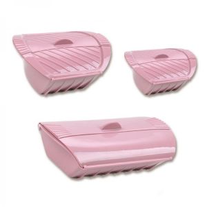 3pcs Kitchen Gadgets Creative Silicone Steamed Fish Bowl Silicone Steamer Microwave Oven Silicone Steamer with Lid Color is Pink