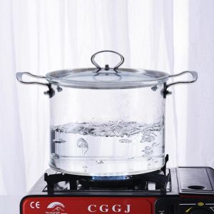 2020 New Glass Cooking Pot With Cover Heat-Resistant Saucepan Glass Kitchen Cookware Set Cooktop With Handle & Steam Hole