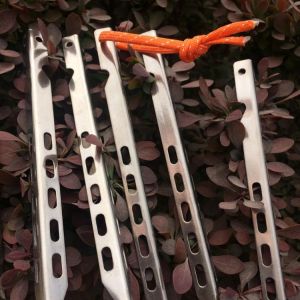 PYTITANS 6pcs Titanium Tent Peg V Shape titanium Spike Windproof Outdoor Camping titanium tent nail Titanium Tent stake