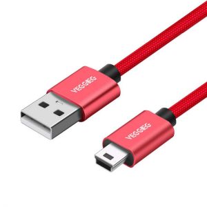 FFFAS Red Nylon Car Audio Cable Mini USB Port OTG Cable Adapter Auto USB Flash U Disk Music Line for Autocar Automobile Camera