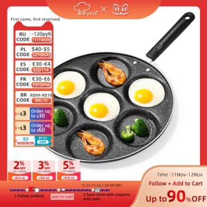 4/7 Cups Pancakes Frying Pans Breakfast Egg Pan Durable Non-stick Pan holes Cooking Egg Ham Pans Pancak Maker Pan Cookware