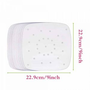 100pcs 7/8/9 Inch Air Fryer Liners Perforated Non-stick Mat Steaming Baking Cooking White Pot Oil Paper Accessories