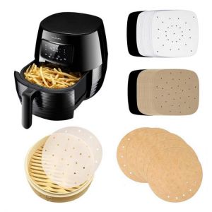 6~8 Inch 100pcs New High-grade Perforated Parchment Paper Air Fryer Paper Liner Environmental Protection Packaging BambooSteamer