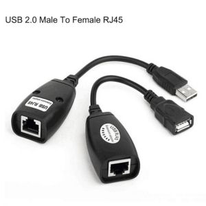 USB 2.0 Male To Female Cat6 Cat5 Cat5e 6 Rj45 LAN Ethernet Network Extender Extension Repeater Adapter Converter Cable