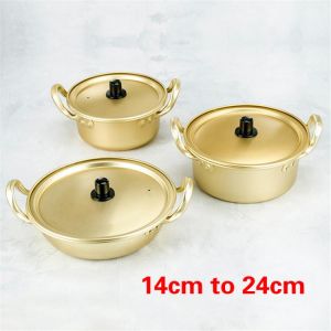 Korean Ramen pot boiled noodles Paomian pan thickened yellow aluminum pot Aluminum Soup hot Pot golden Kitchen Cookware wok