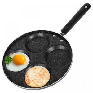 Kitchen Pancake Pan Non-Stick Fried Egg Pan 4 Holes Frying Pan with Handle Crepe Pan Burger Eye Pan for Breakfast Eggs Utensils