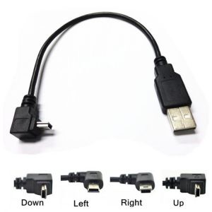 USB Data Cable A Male to Mini USB B 5Pin Male 90 Degree UP & Down & Left & Right Angle Adapter Charge Sync 0.25M 0.5M 
