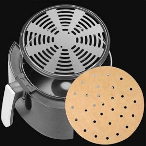 100 Steaming Basket Mat Air Fryer Steamer Liners Premium Perforated Wood Pulp Papers Non-Stick Baking Cooking Tools Accessories