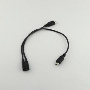 1pc Micro USB 2.0 Female To Dual 2 Male Splitter Y Extension Data Charger Cable Cord 30cm