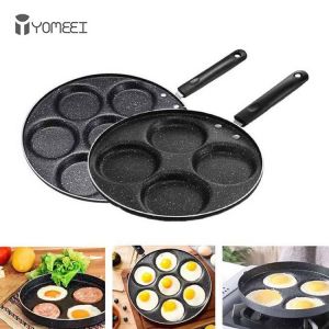 YOMEEI Four-hole Frying Pot Thickened Omelet Pan Non-stick Egg Pancake Steak Pan Cooking Egg Ham Pans Breakfast Maker
