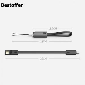 22CM 2.4A Fast Charging Source Keychain Male Plugs Data USB Cable For iPhone/Micro 5Pin/Type-C Mobile Phone