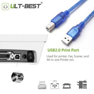 ULT-Best USB 2.0 AM to BM Print Cable 1.5M Copper Transparent Blue Wholesale USB Cabo Cord for Printer Scanner