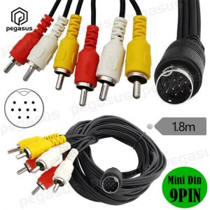 Mini DIN 9-Pin Male to 6 RCA Male Audio and Video Cable For Projector and Set-Top Box 1.8 Meters