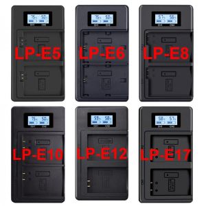 LP-E5 LP-E6 LP-E8 LP-E10 LP-E12 LP-E17 NP-FW50 NP-W126 NP-FZ100 NP-F970 LCD Dual Camera Battery Charger