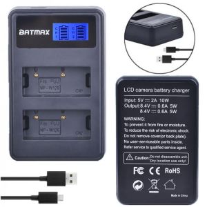 NP-W126 NP W126 NPW126 LCD Display USB Dual Charger For FijiFilm AX-1 AX-2 XE-1 XE-2 XM-1 X-Pro1 X-T1 X-T10 HS30ESR