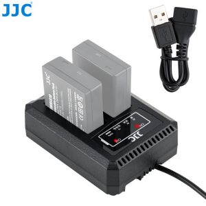 JJC USB Dual Battery Travel Charger for Panasonic DMW-BLG10 DMW-BLE9 Leica BP-DC15 On Panasonic DC-G100 G110 DMC-GF6 GX7 GF5 GF3