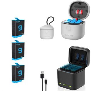 New Go Pro 9 Battery Charger 3 Way Smart Charging Case For Go Pro Hero 9 Accessories Rechargeable 1750mAh Battery Storage Box